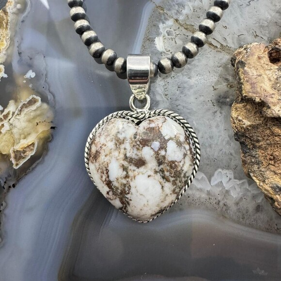 Sterling Silver Southwestern Style Wild Horse Heart Shape Pendant For Women - Picture 1 of 10